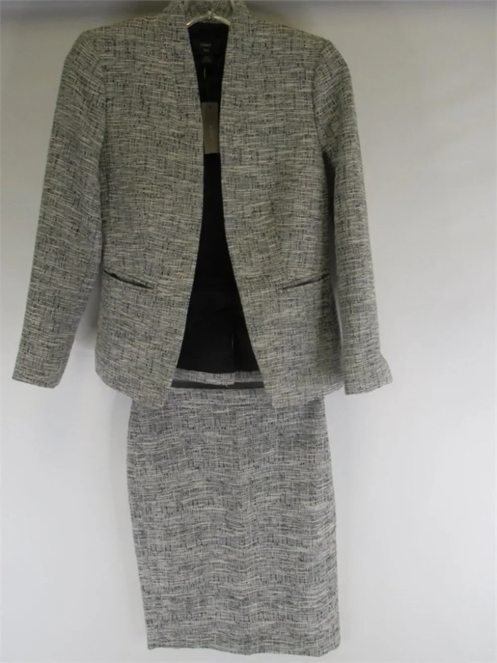 J.Crew 365 Tweed Blazer Jacket Skirt Suit Set Women’s Size 00 NWT Black White Gr